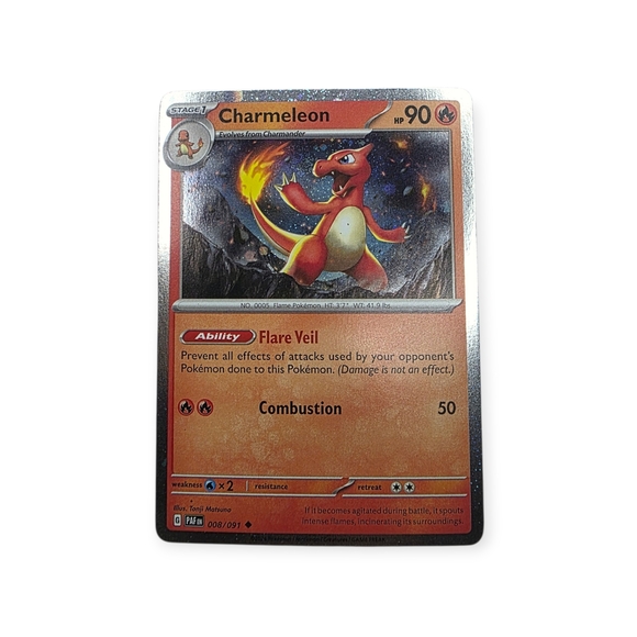Pokemon Other - Holographic Paldean Fates Charmeleon 008/091 Pokemon Trading Card